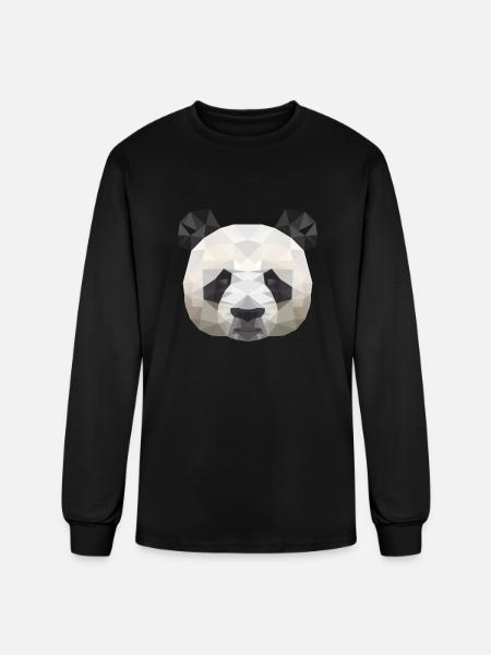 Panda Polygonal - Men's Long Sleeve T-Shirt - black