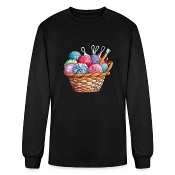 Basket of Yarn - Men's Long Sleeve T-Shirt - black - Front