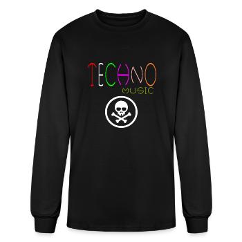 techno music logo - Men's Long Sleeve T-Shirt - black - Front