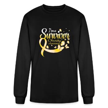 I'm A Survivor Obesity Awareness Butterfly - Men's Long Sleeve T-Shirt - black - Front