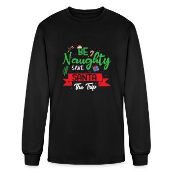 Be Naughty Save Santa The Trip T-Shirt - Men's Long Sleeve T-Shirt - black - Front