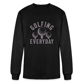 Golfing Everyday - Men's Long Sleeve T-Shirt - black - Front