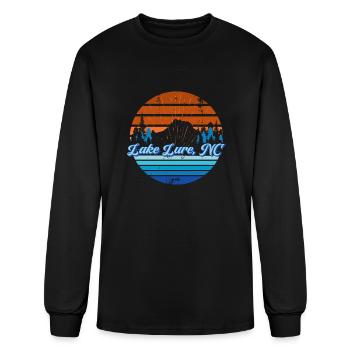 Retro Mountain Sunset Lake Lover Lake Lure Nc - Men's Long Sleeve T-Shirt - black - Front