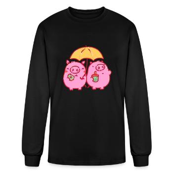 Pigs Under A Yellow Umbrella - Men's Long Sleeve T-Shirt - black - Front