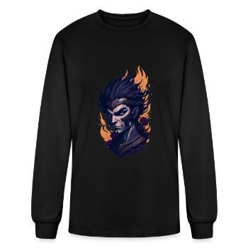 Burning Warrior Eleven With Headband - Men's Long Sleeve T-Shirt - black - Front