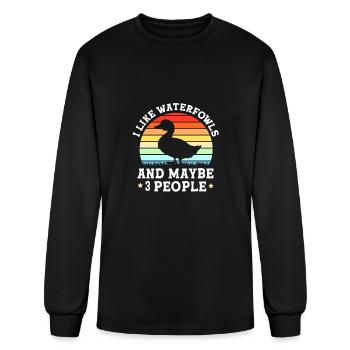 Canard chassant des oiseaux aquatiques et peut-être trois personnes - T-shirt à manches longues Homme - noir - Devant