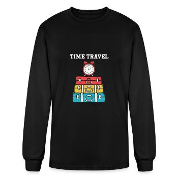 Funny Time Travel Lovers Time Travel Baggage - Men's Long Sleeve T-Shirt - black - Front