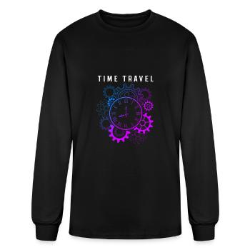 Funny Time Traveler Time Travel Clock - Men's Long Sleeve T-Shirt - black - Front