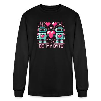 Be My Byte - Pixel Robots in Love - Men's Long Sleeve T-Shirt - black - Front