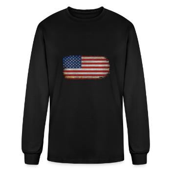 AMERICAN FLAG DISTRESSED - Men's Long Sleeve T-Shirt - black - Front