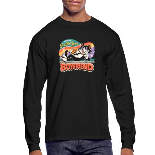 Sassy Cat Pride Pizza Retro Comic - Men's Long Sleeve T-Shirt