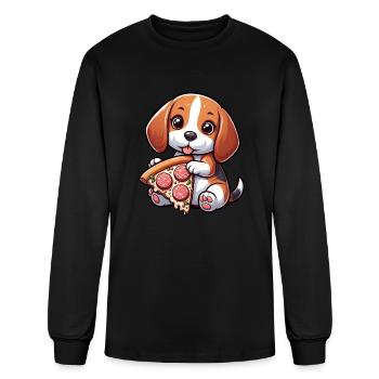 Beagle Dog Salami Pizza Delight - Men's Long Sleeve T-Shirt - black - Front