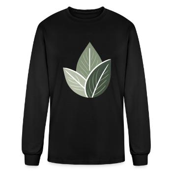 Triple Leaf Illustration - Men's Long Sleeve T-Shirt - black - Front