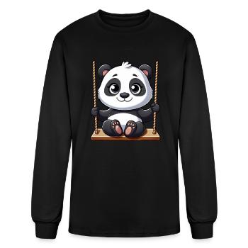 Panda sur la balançoire Playground Adventure - T-shirt à manches longues Homme - noir - Devant
