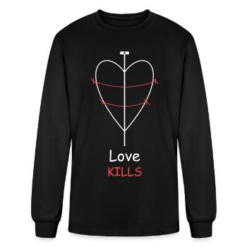 Love Kills Barbed Wire Heart Dagger - Men's Long Sleeve T-Shirt - black - Front