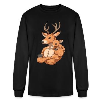 Deer with child for a Deer Lover Deer Fan - Men's Long Sleeve T-Shirt - black - Front