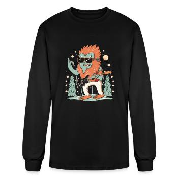 Rock On Bigfoot Sasquatch Loves Rock - Men's Long Sleeve T-Shirt - black - Front