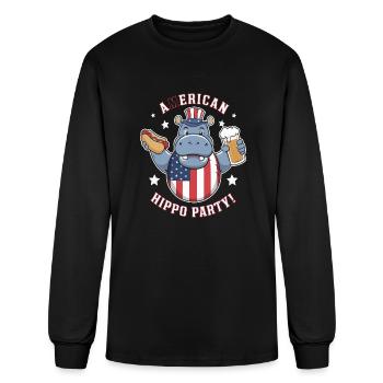 american hippo - Men's Long Sleeve T-Shirt - black - Front