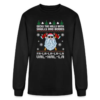 Deck The Halls With Skulls And Bodies Falala Valha - Men's Long Sleeve T-Shirt - black - Front