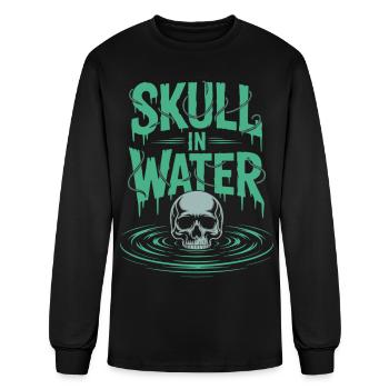 Skull in Water Drip Typography - Men's Long Sleeve T-Shirt - black - Front