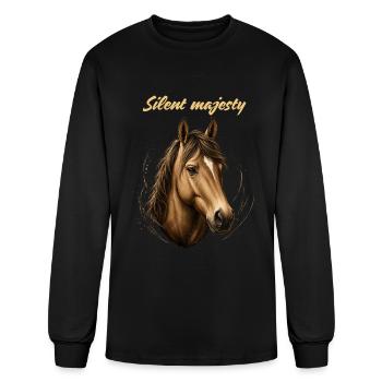 Silent Majesty Horse T-Shirt Design  - Men's Long Sleeve T-Shirt - black - Front