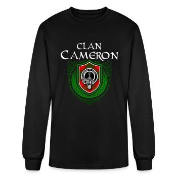 Clan Cameron Scottish Crest Badge and Tartan - Men's Long Sleeve T-Shirt - black - Front