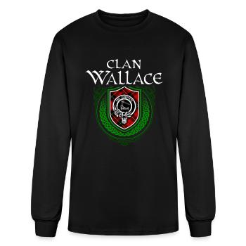 Clan Wallace Scottish Crest Badge and Tartan - Men's Long Sleeve T-Shirt - black - Front