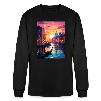 Sunset in Venice Italy - Men's Long Sleeve T-Shirt - black - Front