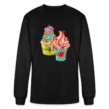 Cupcakes Muffins Retro Vintage Grunge Style - T-shirt à manches longues Homme - noir - Devant
