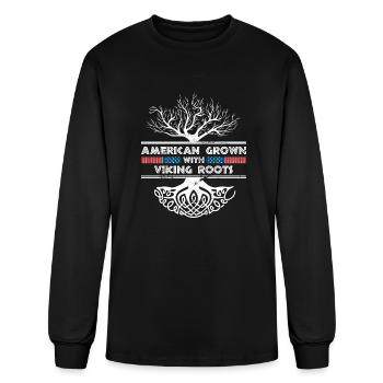 American Grown With Viking Roots Scandinavian - Men's Long Sleeve T-Shirt - black - Front