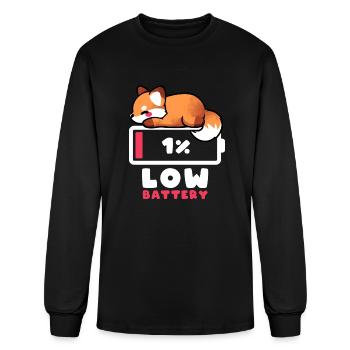 Low Battery Fox - Men's Long Sleeve T-Shirt - black - Front