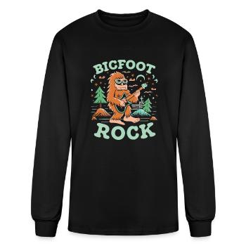 Rock On Bigfoot Sasquatch Loves Rock - Men's Long Sleeve T-Shirt - black - Front