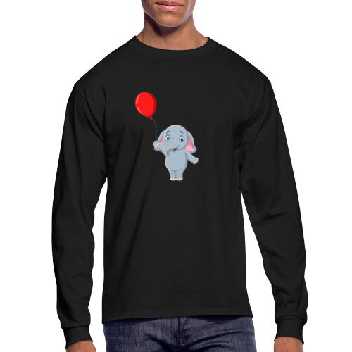 Baby Elephant Holding A Balloon - Men's Long Sleeve T-Shirt