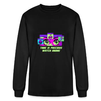 Time Is Precious Watch Anime Kawaii Japanese Cute - Men's Long Sleeve T-Shirt - black - Front