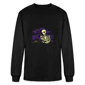 Fishing Skeleton Aquaculturist Gift - Men's Long Sleeve T-Shirt - black - Front