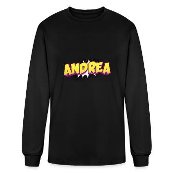 Andrea Custom Name Comic Book Style Pop Art, - Men's Long Sleeve T-Shirt - black - Front