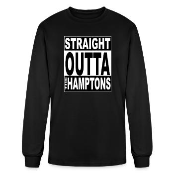 kneeslap STRAIGHT outta HAMPTONS - Men's Long Sleeve T-Shirt - black - Front