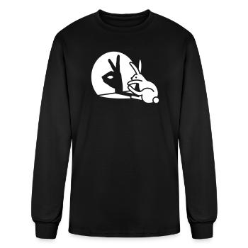 Funny Rabbit hand shadow puppet bunny hare pop art - Men's Long Sleeve T-Shirt - black - Front