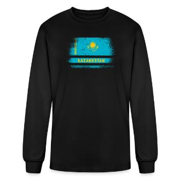Kazakhstan vintage flag design - Men's Long Sleeve T-Shirt - black - Front