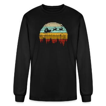 Retro Sleigh Sunset in Pines - Men's Long Sleeve T-Shirt - black - Front