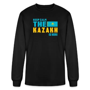 Keep Calm Kazakhstan flag design - Men's Long Sleeve T-Shirt - black - Front