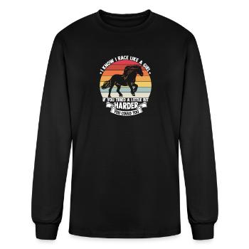 I know I run like a girl horse design - Men's Long Sleeve T-Shirt - black - Front