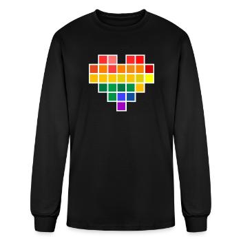 Rainbow Pixel Heart - Men's Long Sleeve T-Shirt - black - Front