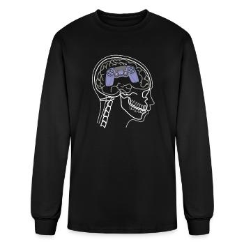 GAMING CONSOLE CONTROLLER ON BRAIN X-RAY DESIGN - Men's Long Sleeve T-Shirt - black - Front