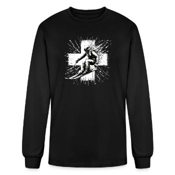 Skier en Suisse - Skieur suisse dans les Alpes - T-shirt à manches longues Homme - noir - Devant
