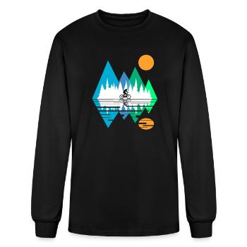 GEOMETRIC MOUNTAIN WITH MOUNTAIN BIKER - Men's Long Sleeve T-Shirt - black - Front