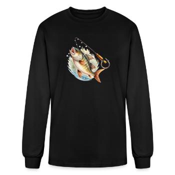 Watercolor Fish Catch Lure - Men's Long Sleeve T-Shirt - black - Front