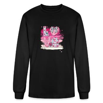 Pink Floral Love - Valentine's Day Design - Men's Long Sleeve T-Shirt - black - Front