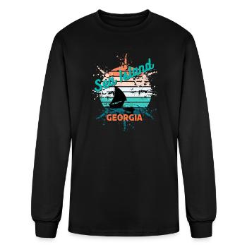Seaside Serenity Georgia Graphic - Men's Long Sleeve T-Shirt - black - Front