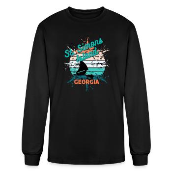 St. Simons Island Georgia Sailboat Sunset - Men's Long Sleeve T-Shirt - black - Front